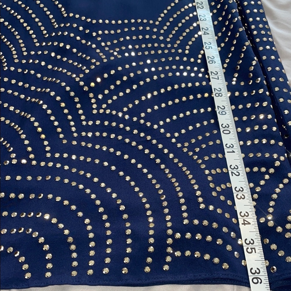 Trina Turk Navy Shift Cocktail Dress with gold embellishment - Picture 8 of 10